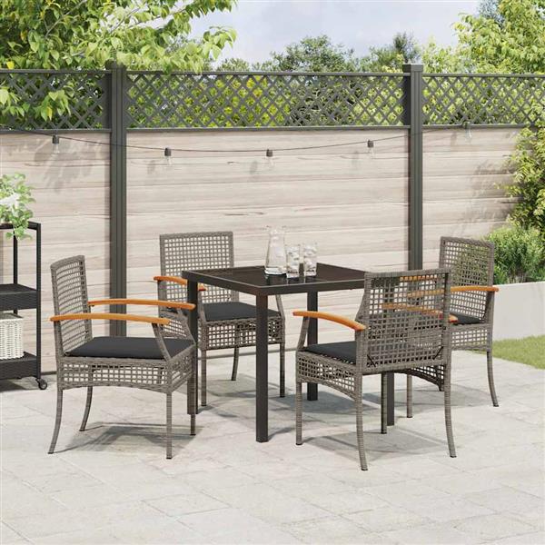 Grote foto vidaxl tuin eetset 5 pcs grijs poly rattan tuin en terras tuinmeubelen