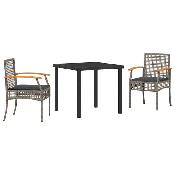 Grote foto vidaxl tuin eetset 3 pcs grijs poly rattan tuin en terras tuinmeubelen