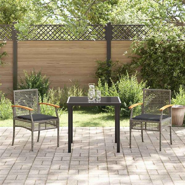 Grote foto vidaxl tuin eetset 3 pcs grijs poly rattan tuin en terras tuinmeubelen