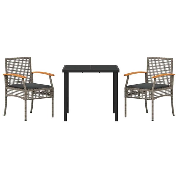 Grote foto vidaxl tuin eetset 3 pcs grijs poly rattan tuin en terras tuinmeubelen