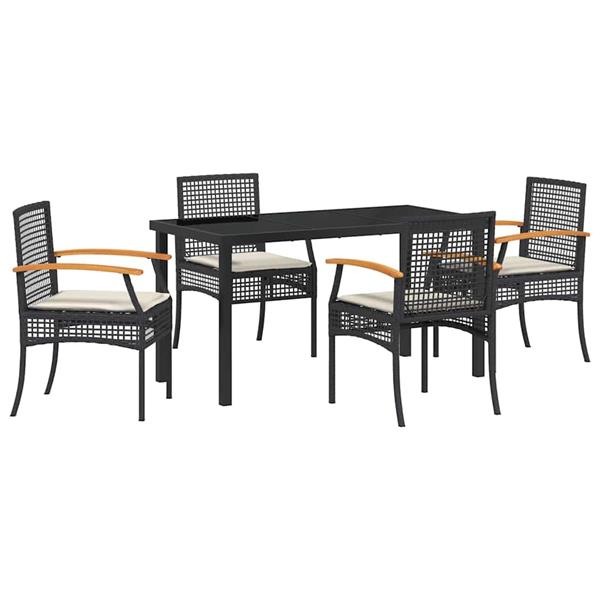 Grote foto vidaxl tuin eetset 5 pcs zwart poly rattan tuin en terras tuinmeubelen