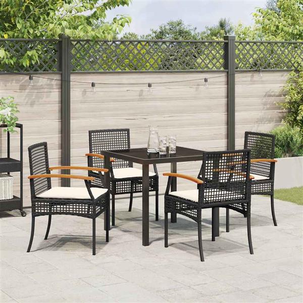 Grote foto vidaxl tuin eetset 5 pcs zwart poly rattan tuin en terras tuinmeubelen