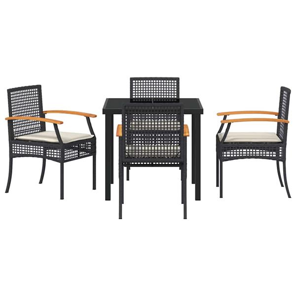 Grote foto vidaxl tuin eetset 5 pcs zwart poly rattan tuin en terras tuinmeubelen