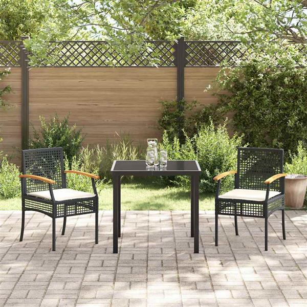 Grote foto vidaxl tuin eetset 3 pcs zwart poly rattan tuin en terras tuinmeubelen