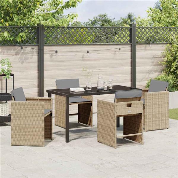 Grote foto vidaxl tuin eetset 5 pcs beige poly rattan tuin en terras tuinmeubelen