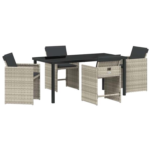 Grote foto vidaxl tuin eetset 5 pcs lichtgrijs poly rattan tuin en terras tuinmeubelen