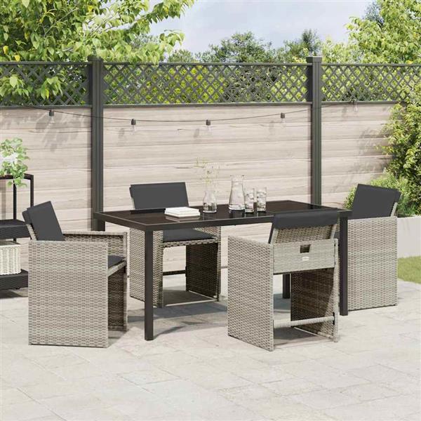 Grote foto vidaxl tuin eetset 5 pcs lichtgrijs poly rattan tuin en terras tuinmeubelen