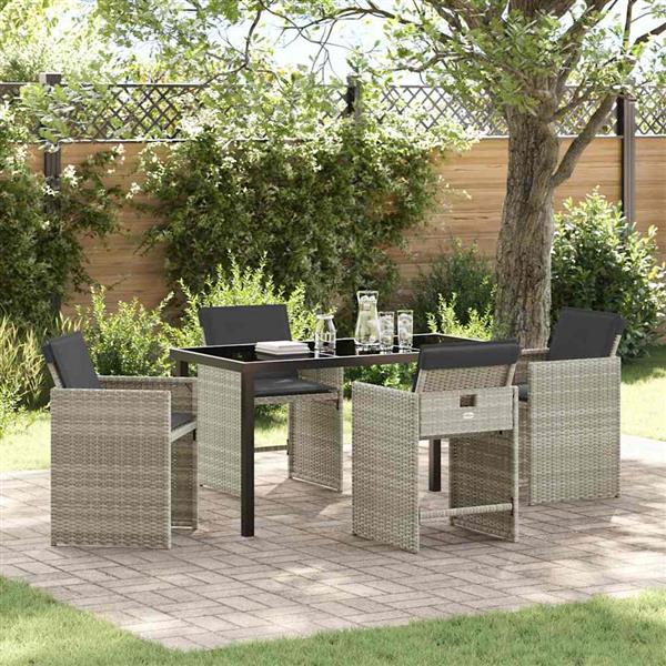 Grote foto vidaxl tuin eetset 5 pcs lichtgrijs poly rattan tuin en terras tuinmeubelen