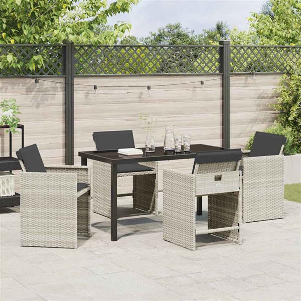Grote foto vidaxl tuin eetset 5 pcs lichtgrijs poly rattan tuin en terras tuinmeubelen