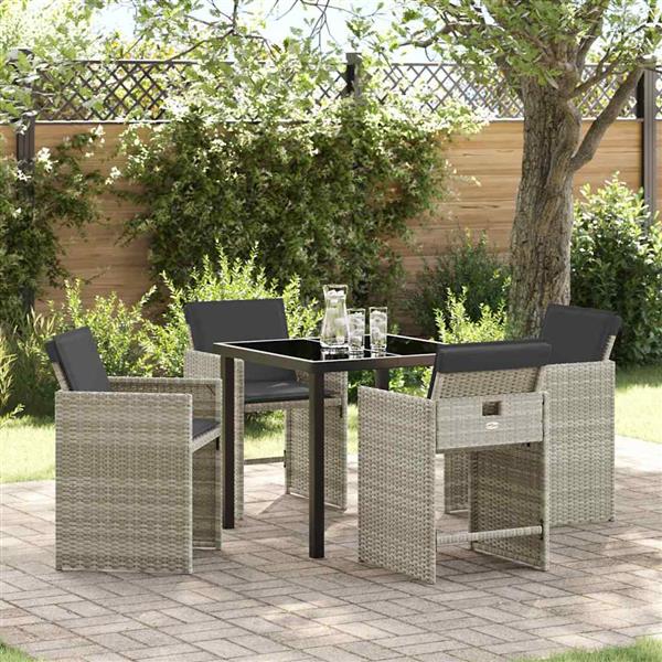 Grote foto vidaxl tuin eetset 5 pcs lichtgrijs poly rattan tuin en terras tuinmeubelen