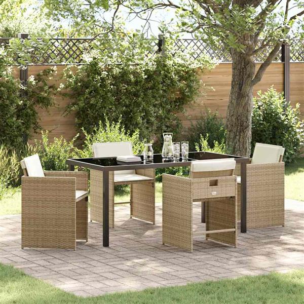 Grote foto vidaxl tuin eetset 5 pcs beige poly rattan tuin en terras tuinmeubelen