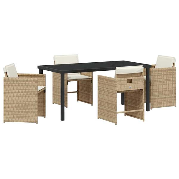 Grote foto vidaxl tuin eetset 5 pcs beige poly rattan tuin en terras tuinmeubelen