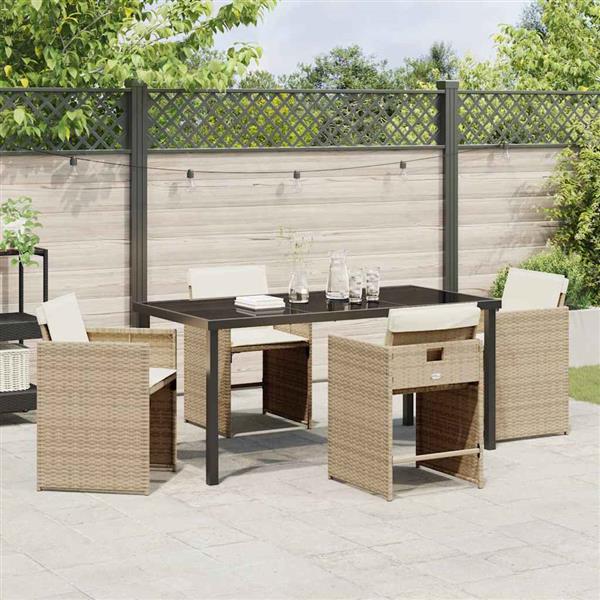 Grote foto vidaxl tuin eetset 5 pcs beige poly rattan tuin en terras tuinmeubelen
