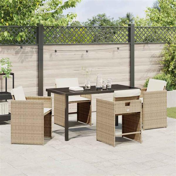 Grote foto vidaxl tuin eetset 5 pcs beige poly rattan tuin en terras tuinmeubelen