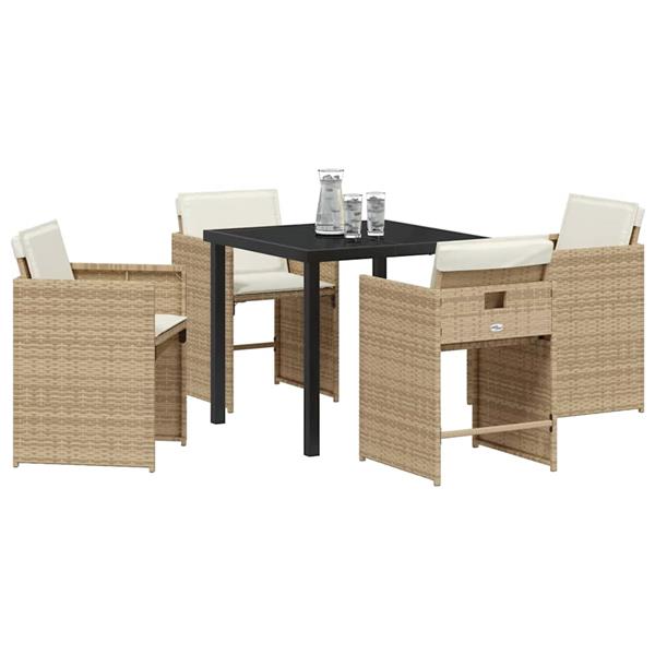 Grote foto vidaxl tuin eetset 5 pcs beige poly rattan tuin en terras tuinmeubelen