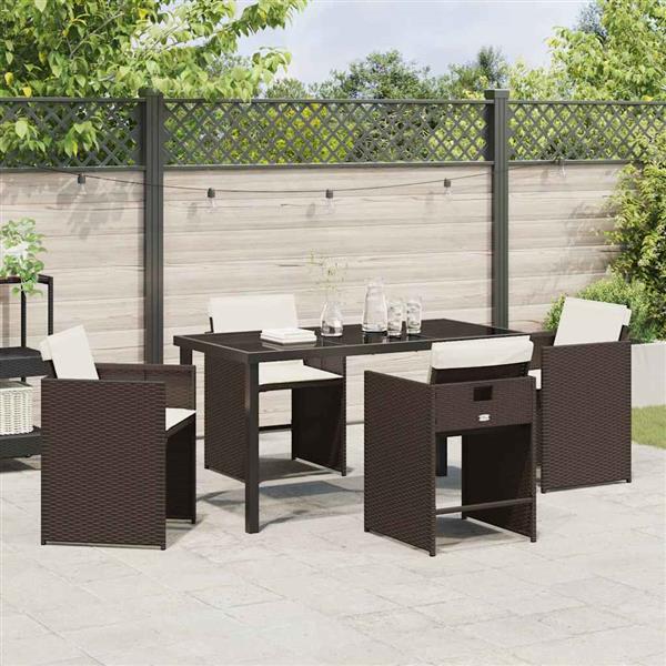 Grote foto vidaxl tuin eetset 5 pcs bruin poly rattan tuin en terras tuinmeubelen