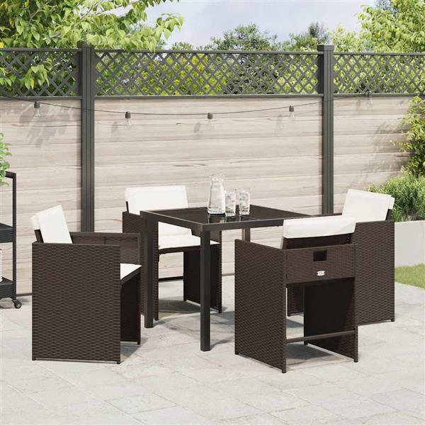 Grote foto vidaxl tuin eetset 5 pcs bruin poly rattan tuin en terras tuinmeubelen