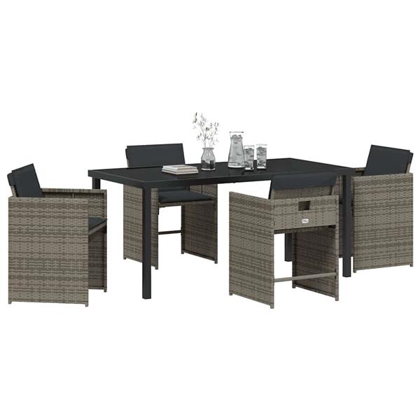 Grote foto vidaxl tuin eetset 5 pcs grijs poly rattan tuin en terras tuinmeubelen