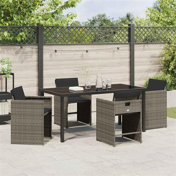 Grote foto vidaxl tuin eetset 5 pcs grijs poly rattan tuin en terras tuinmeubelen