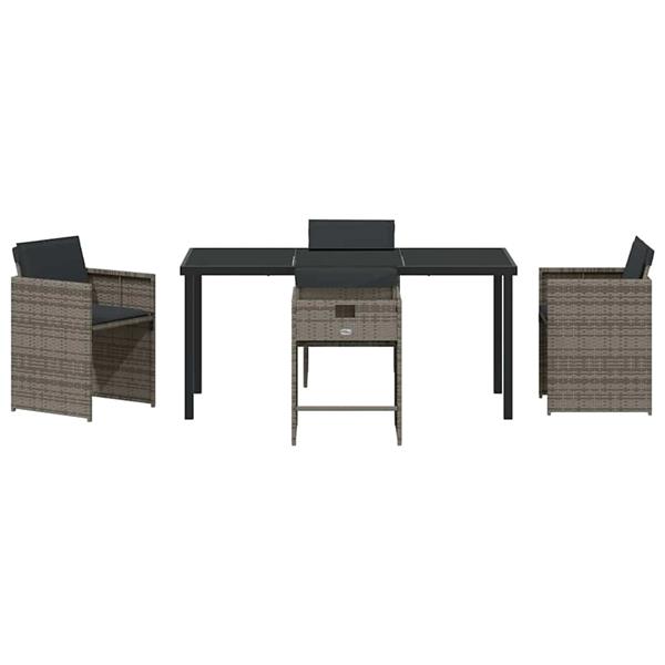 Grote foto vidaxl tuin eetset 5 pcs grijs poly rattan tuin en terras tuinmeubelen