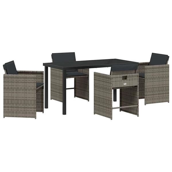 Grote foto vidaxl tuin eetset 5 pcs grijs poly rattan tuin en terras tuinmeubelen