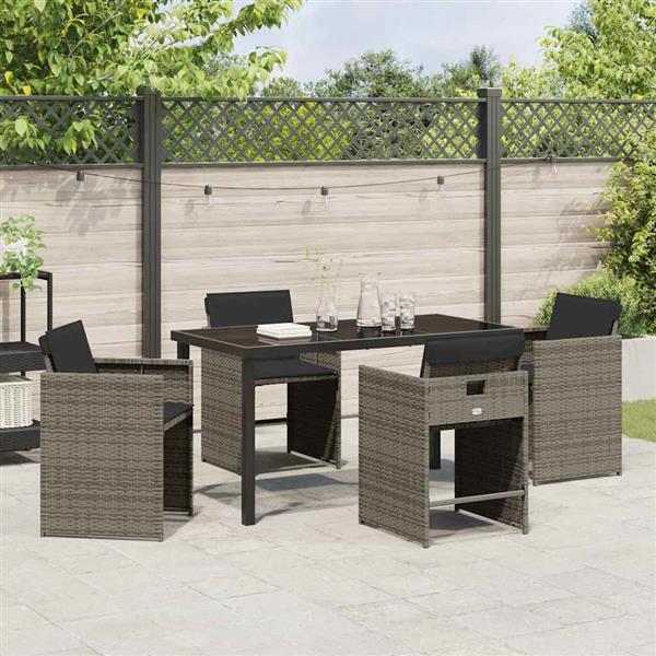 Grote foto vidaxl tuin eetset 5 pcs grijs poly rattan tuin en terras tuinmeubelen