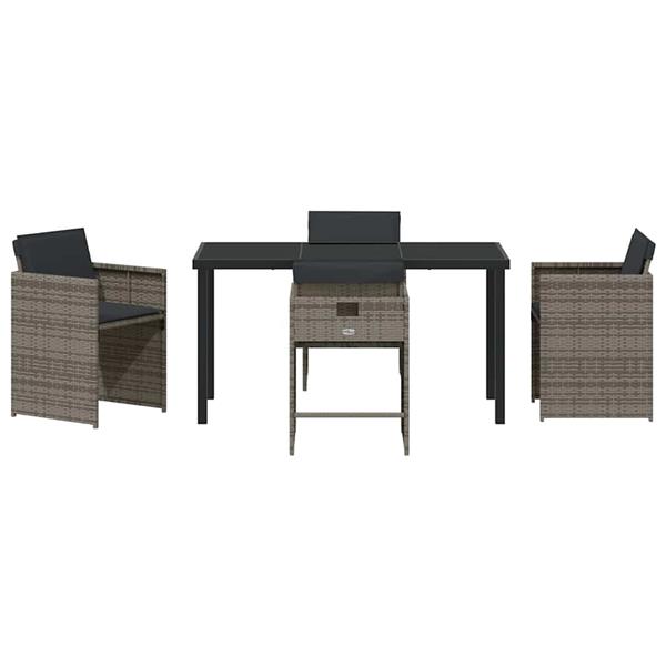 Grote foto vidaxl tuin eetset 5 pcs grijs poly rattan tuin en terras tuinmeubelen