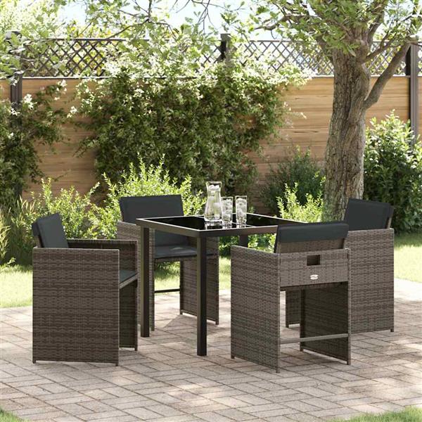 Grote foto vidaxl tuin eetset 5 pcs grijs poly rattan tuin en terras tuinmeubelen