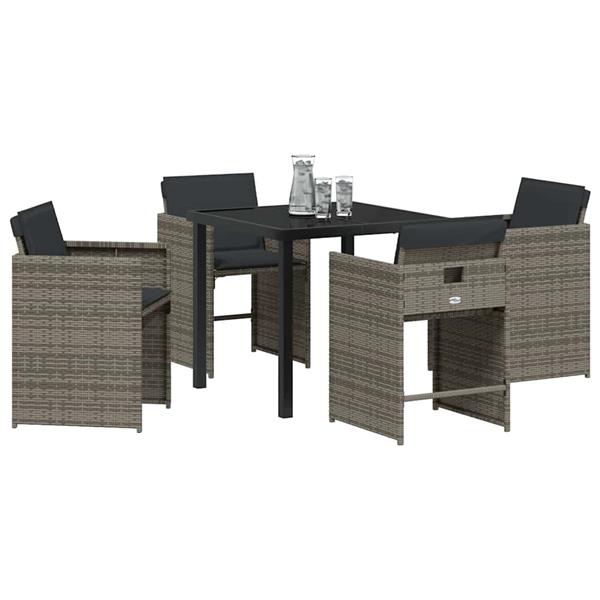 Grote foto vidaxl tuin eetset 5 pcs grijs poly rattan tuin en terras tuinmeubelen