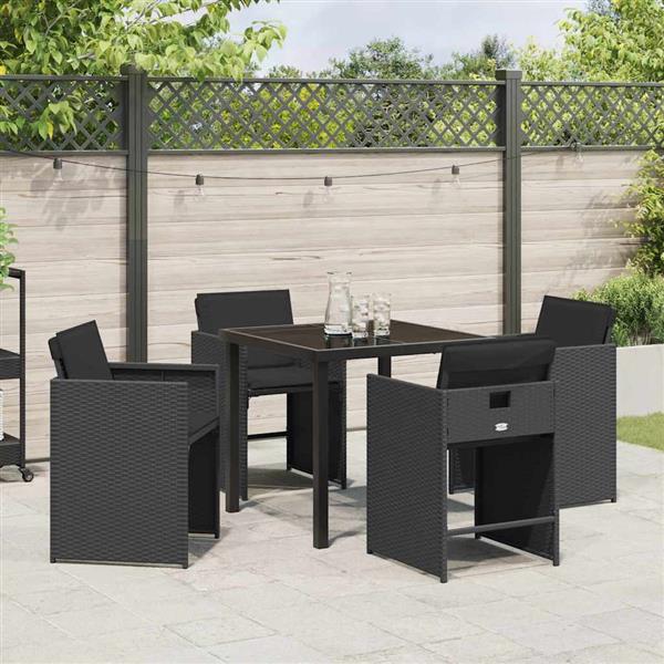 Grote foto vidaxl tuin eetset 5 pcs zwart poly rattan tuin en terras tuinmeubelen