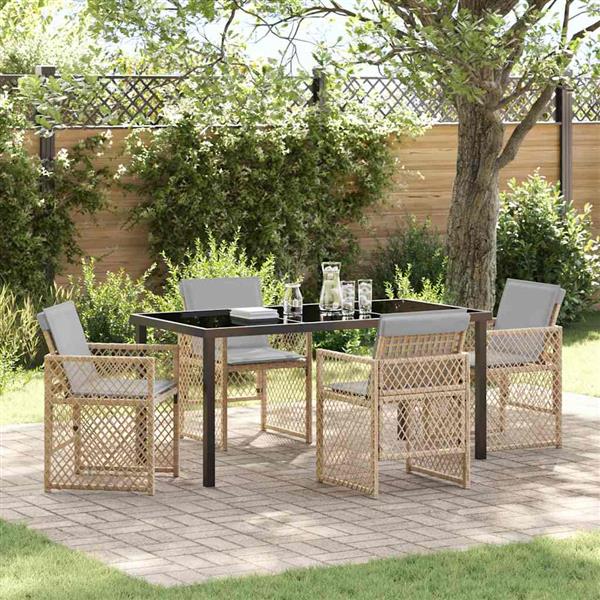 Grote foto vidaxl tuin eetset 5 pcs beige poly rattan tuin en terras tuinmeubelen