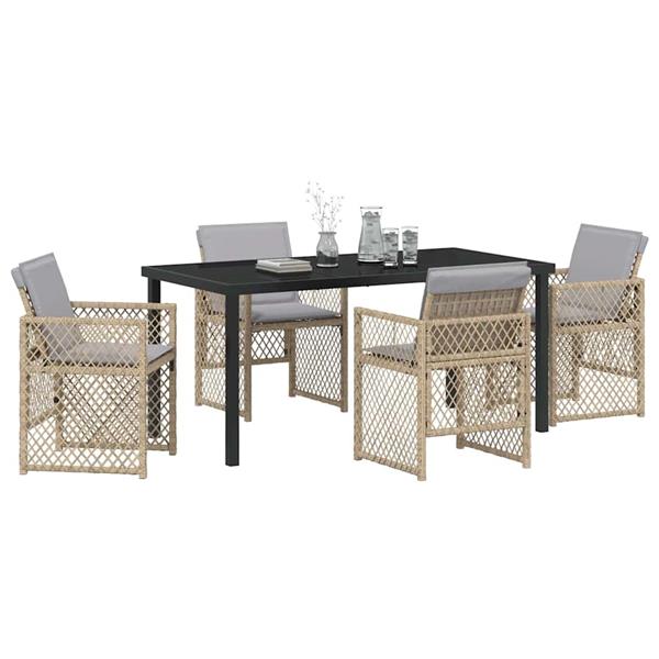 Grote foto vidaxl tuin eetset 5 pcs beige poly rattan tuin en terras tuinmeubelen