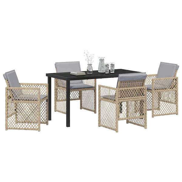 Grote foto vidaxl tuin eetset 5 pcs beige poly rattan tuin en terras tuinmeubelen