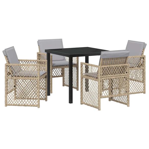 Grote foto vidaxl tuin eetset 5 pcs beige poly rattan tuin en terras tuinmeubelen