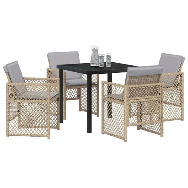 Grote foto vidaxl tuin eetset 5 pcs beige poly rattan tuin en terras tuinmeubelen