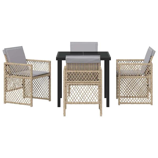 Grote foto vidaxl tuin eetset 5 pcs beige poly rattan tuin en terras tuinmeubelen