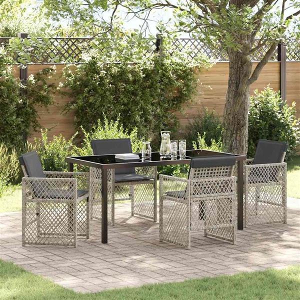 Grote foto vidaxl tuin eetset 5 pcs lichtgrijs poly rattan tuin en terras tuinmeubelen