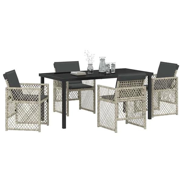 Grote foto vidaxl tuin eetset 5 pcs lichtgrijs poly rattan tuin en terras tuinmeubelen