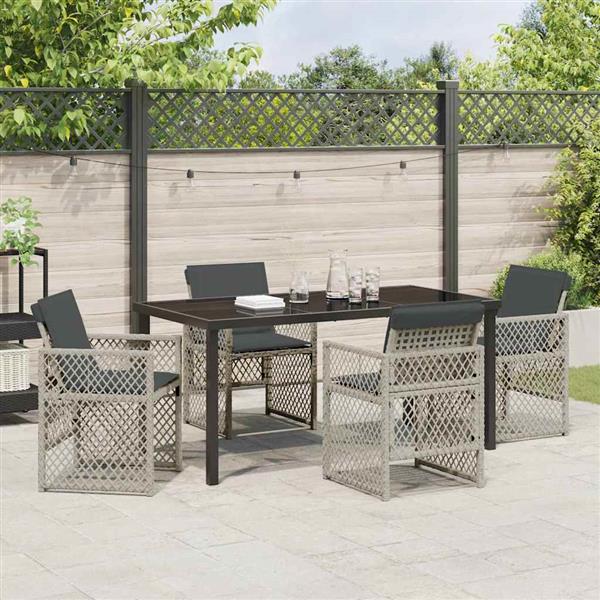 Grote foto vidaxl tuin eetset 5 pcs lichtgrijs poly rattan tuin en terras tuinmeubelen
