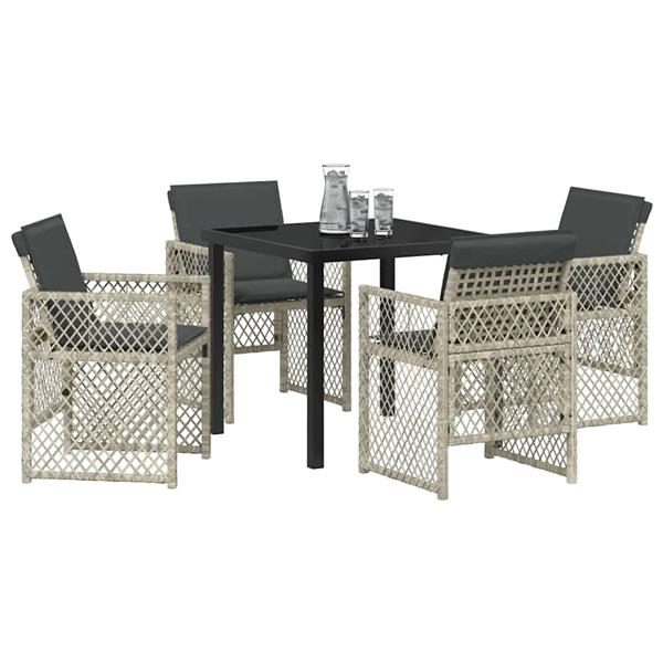 Grote foto vidaxl tuin eetset 5 pcs lichtgrijs poly rattan tuin en terras tuinmeubelen