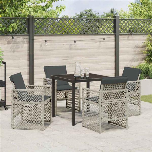 Grote foto vidaxl tuin eetset 5 pcs lichtgrijs poly rattan tuin en terras tuinmeubelen