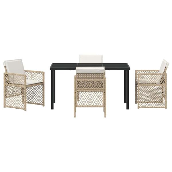 Grote foto vidaxl tuin eetset 5 pcs beige poly rattan tuin en terras tuinmeubelen