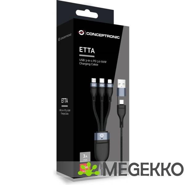 Grote foto conceptronic etta05b15 usb kabel 1 5 m usb 2.0 usb c usb c micro usb b lightning zwart computers en software overige computers en software