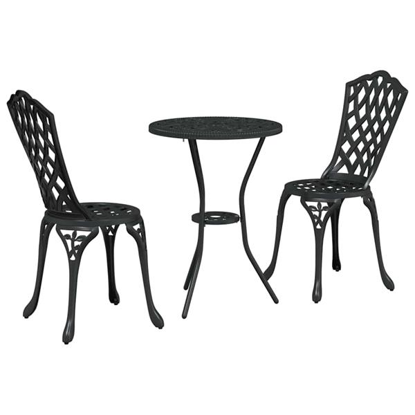 Grote foto vidaxl tuin bistro set 3 pcs zwart aluminium tuin en terras tuinmeubelen