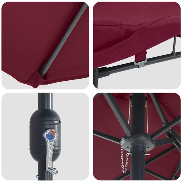 Grote foto vidaxl tuinparasol bordeaux rood 385 x 209 x 244 cm polyester en staal tuin en terras overige tuin en terras