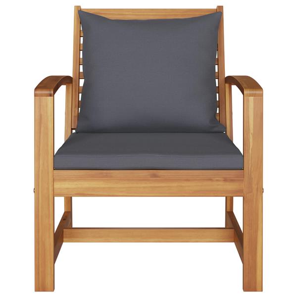 Grote foto vidaxl stoel met kussen 2 stuk bruin en donkergrijs 65 x 60 x 76 5 cm tuin en terras tuinmeubelen