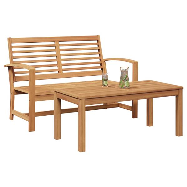 Grote foto vidaxl bank 2 pcs bruin massief teakhout tuin en terras tuinmeubelen