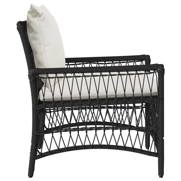 Grote foto vidaxl tuinstoel met kussen zwart 73 x 61 x 77 cm poly rattan tuin en terras tuinmeubelen