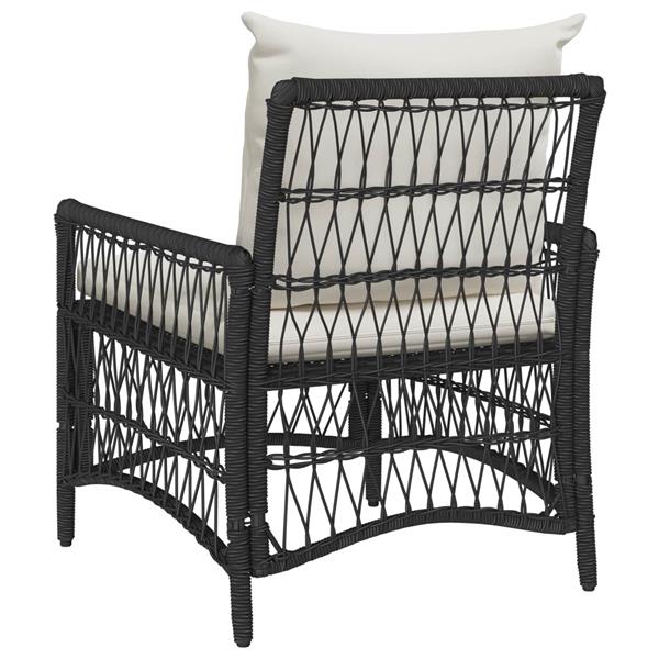 Grote foto vidaxl tuinstoel met kussen zwart 73 x 61 x 77 cm poly rattan tuin en terras tuinmeubelen
