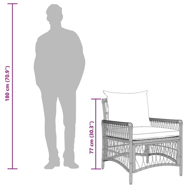 Grote foto vidaxl tuinstoel met kussen zwart 73 x 61 x 77 cm poly rattan tuin en terras tuinmeubelen